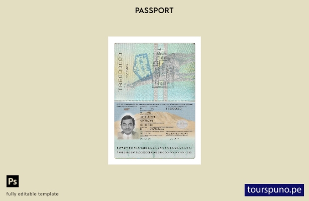 listo para imprimir pasaporte de Tanzania nueva plantilla actual